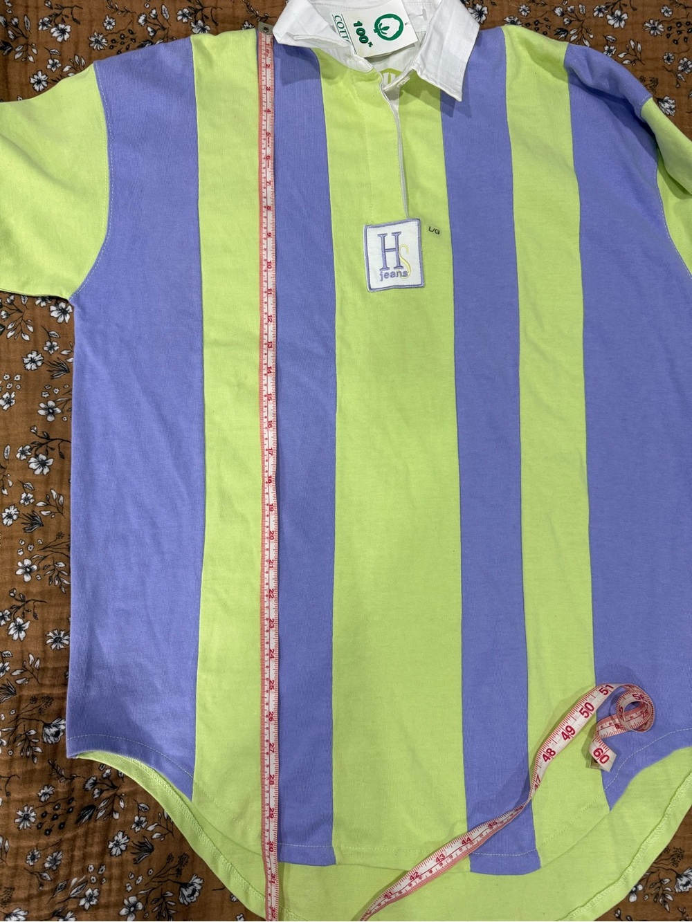 Deadstock 90s Vintage HS Jeans Block Striped Collegiate Rugby Polo Shirt - Picture 10 of 12